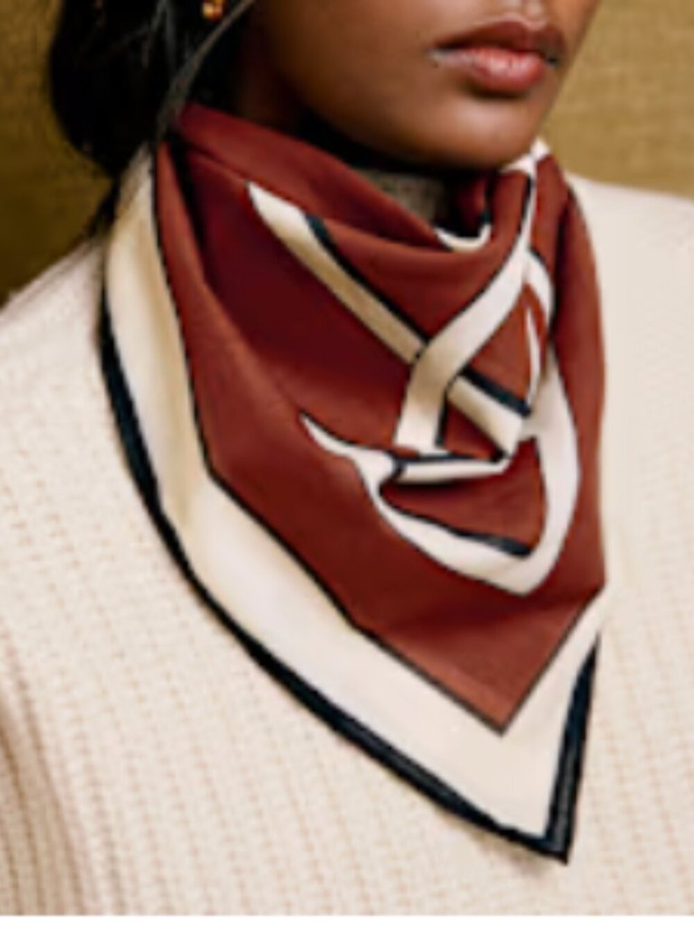 Sézane scarf mocha/black/cream new with packaging, never worn